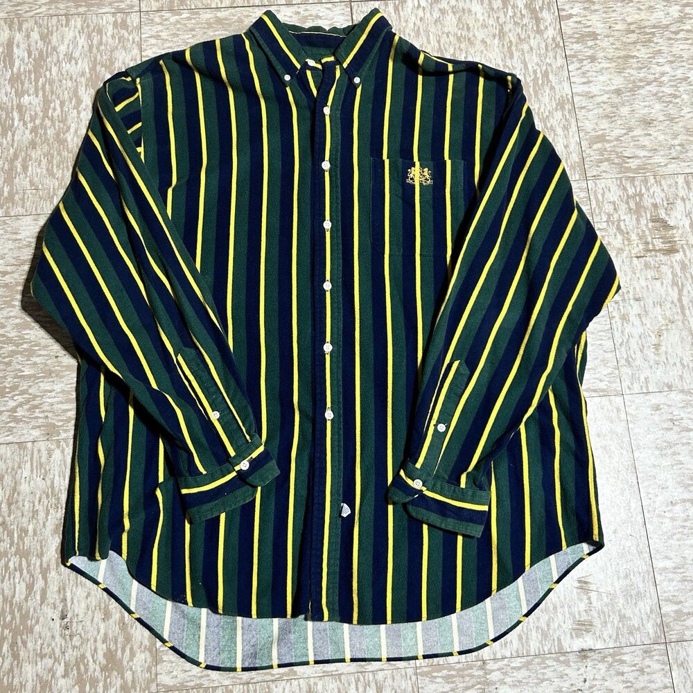 Polo Ralph Lauren Vertical Stripe Oxford Shirt - XL‎ - 100% Cotton Lion Crest